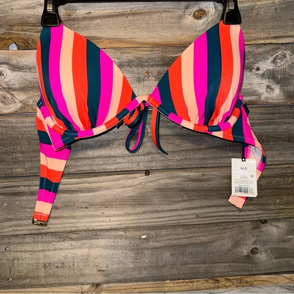 Shade & shore women’s bathing suit- 34 D- horizontal strips
